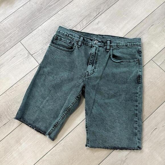 Levi’s 412 Green Acid Wash Denim Cutoff Shorts Men Size 34 Jorts Y2K Vintage - Picture 2 of 12